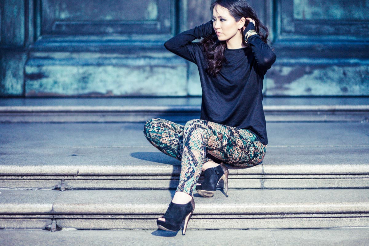 Alexa Golden Serpent Fitted Scuba Pants - ANA MARIA KIM
- 5